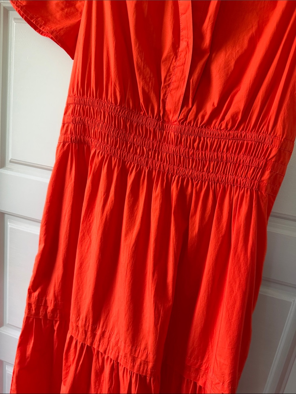 Quince Organic Cotton Poplin Tiered Maxi Dress size XS Vermillion Red - Picture 4 of 4